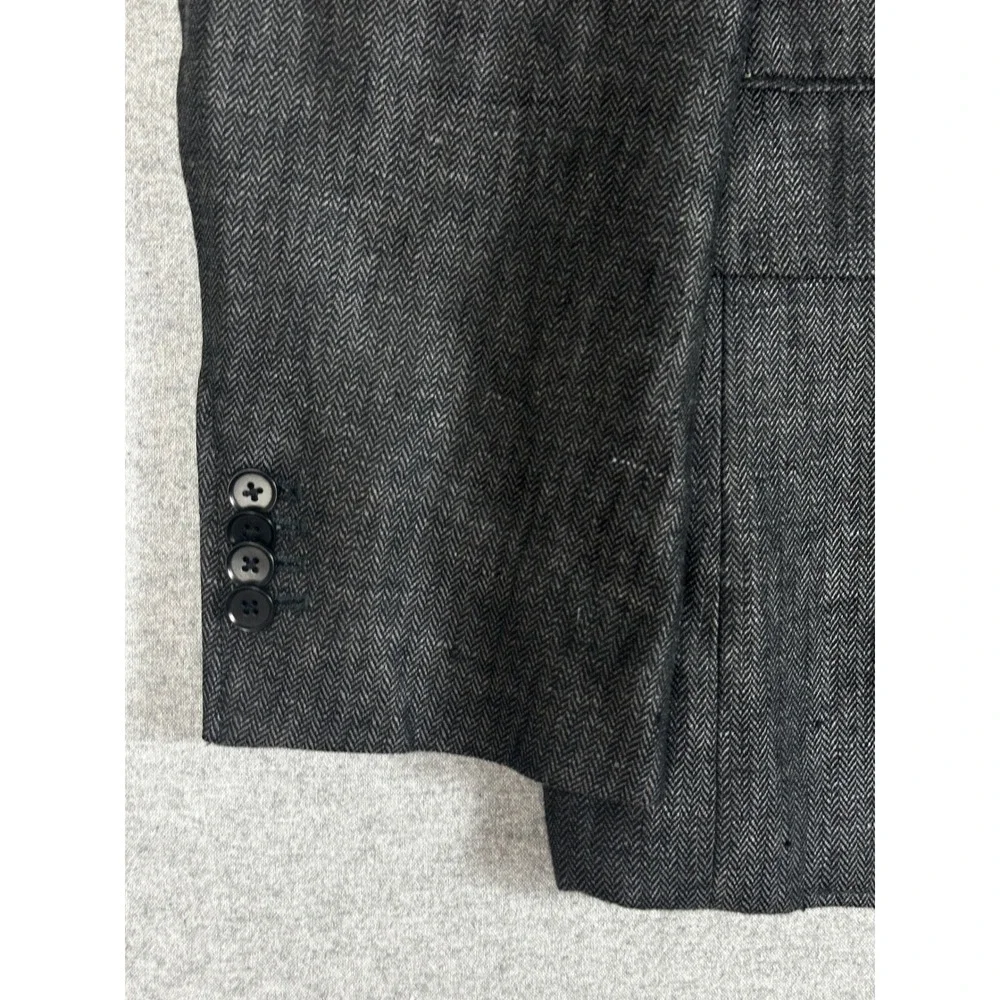Banana Republic Linen‎ Blazer Mens 44R Charcoal Herringbone Tailored Fit